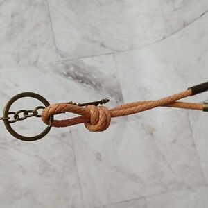 Tan Genuine Leather Knot Rope Handbag Charm